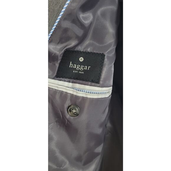 Haggar Gray 2 Button Closure Lined Blazer 46R Lightweight Inside Pockets - Picture 3 of 7